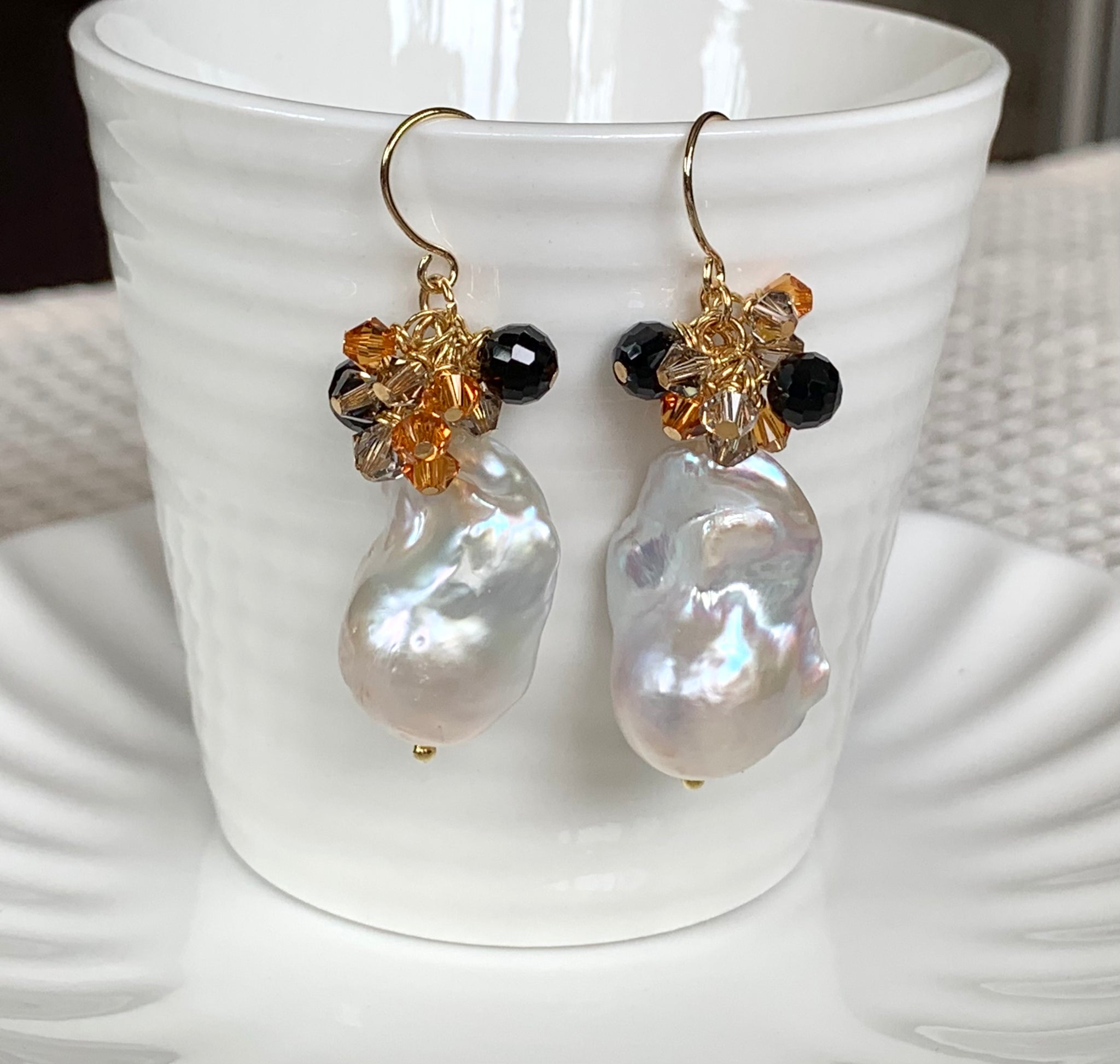 CHANEL Paris 1970's Gold Plated Pearl Crystal Cluster Earrings | eBay